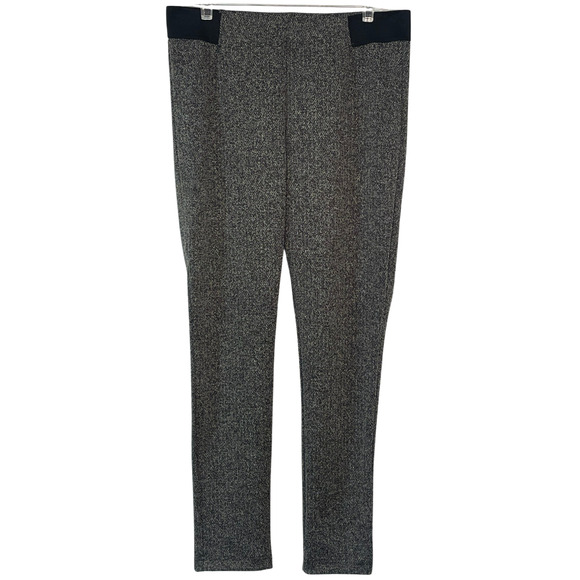 Chaps Sz L Pull-On Ankle Leggings Exposed Elastic on Waist Sides Black Stretchy - Picture 2 of 10